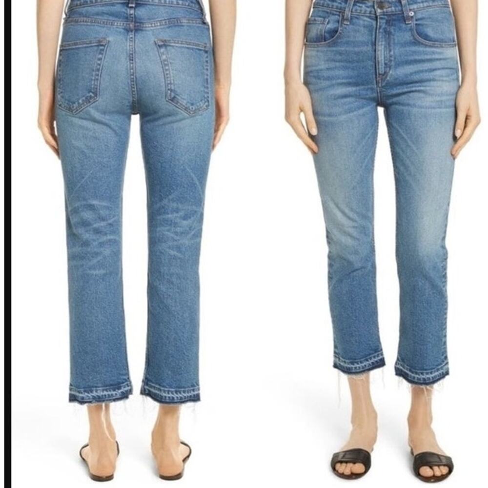 Veronica Beard Ines 10.75 Girlfriend Jeans In Pipeline With Fray Size 26